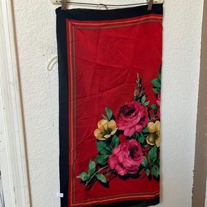 FINAL MARKDOWN Floral Red and Black Scarf